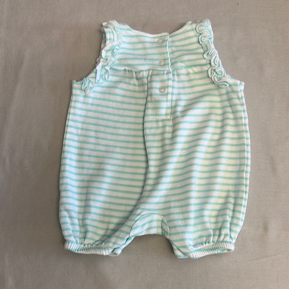 Koala Kids Newborn Mint and White Striped Baby Romper - Picture 3 of 3